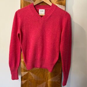 BARRIE 100% Cashmere V-Neck Sweater Jumper in Pink Size Small